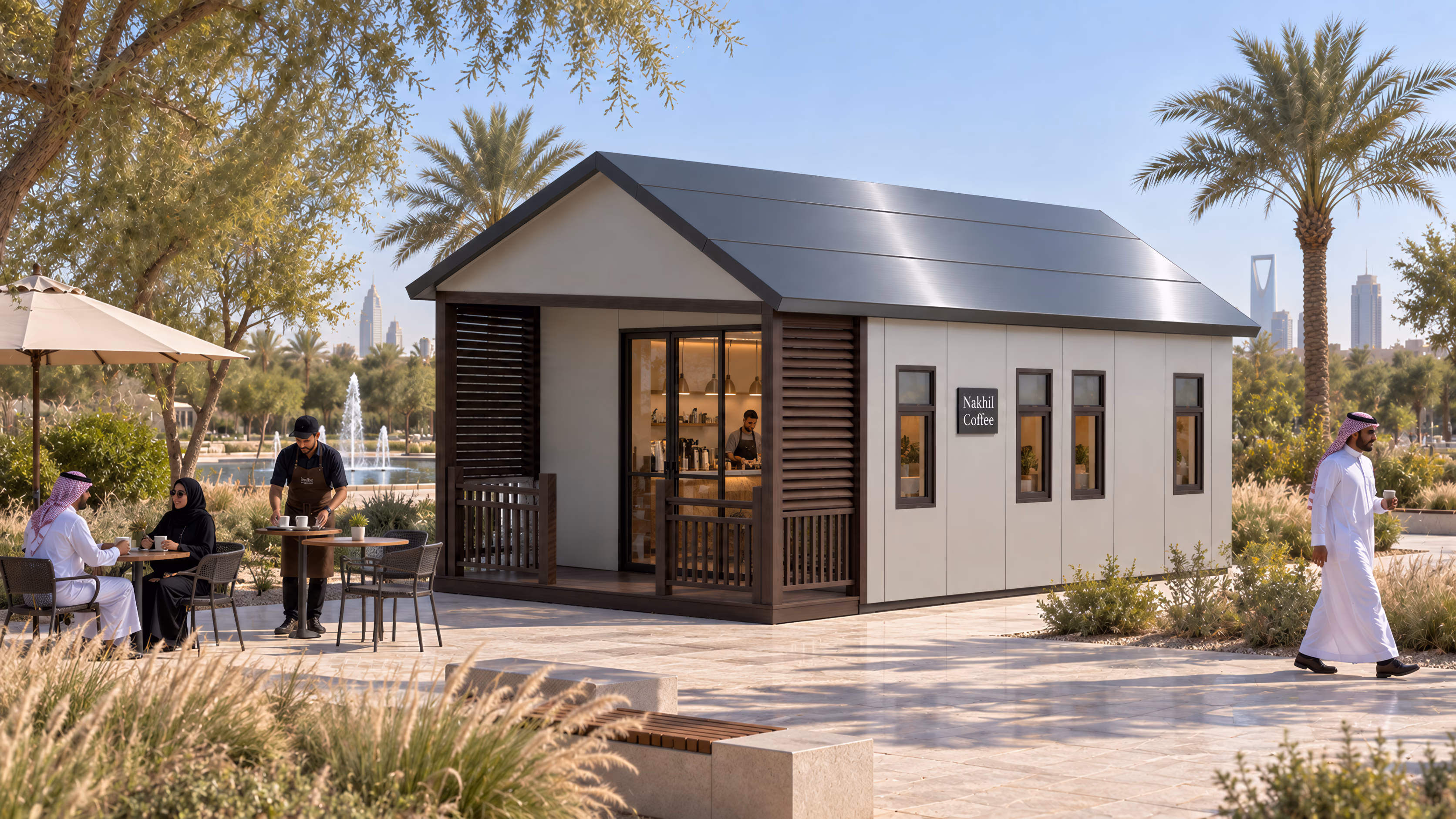 Cafe / Coffee Shop, Series B Commercial application in Arid palm garden