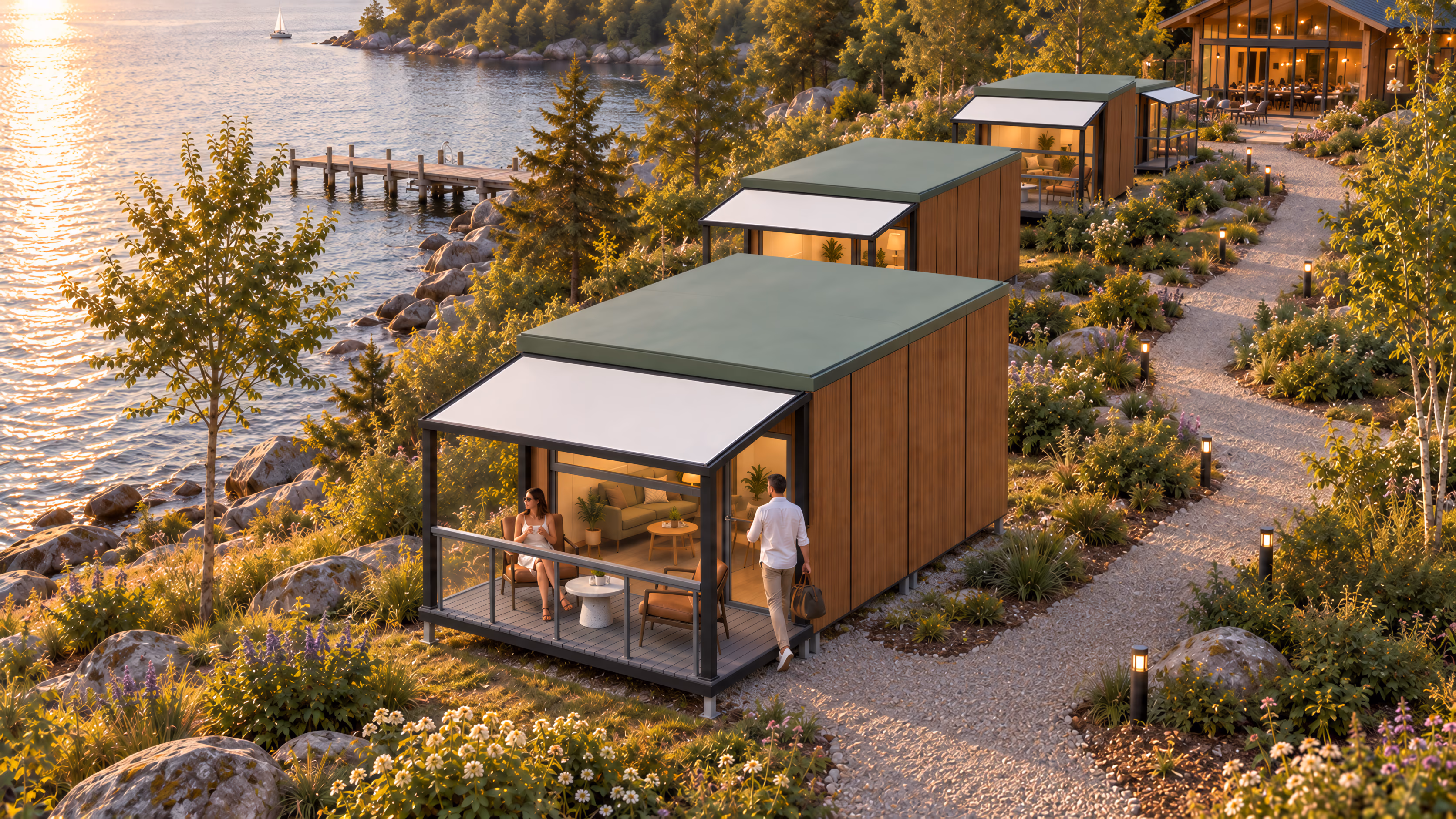 Lakeside Resort Suites, Series C Hospitality application in Forested lakeside setting