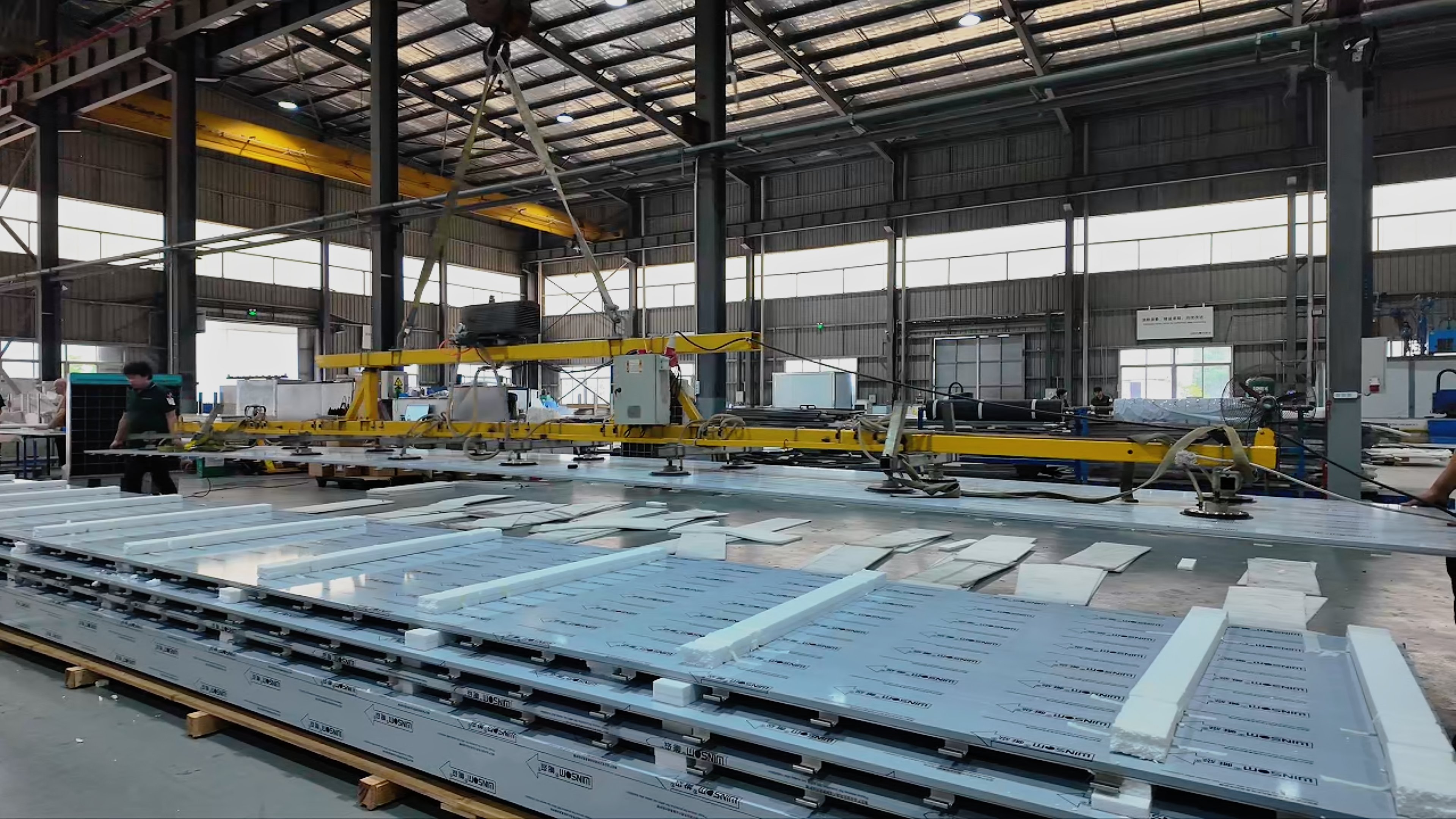 Panels laid out for production inside the Winsom factory