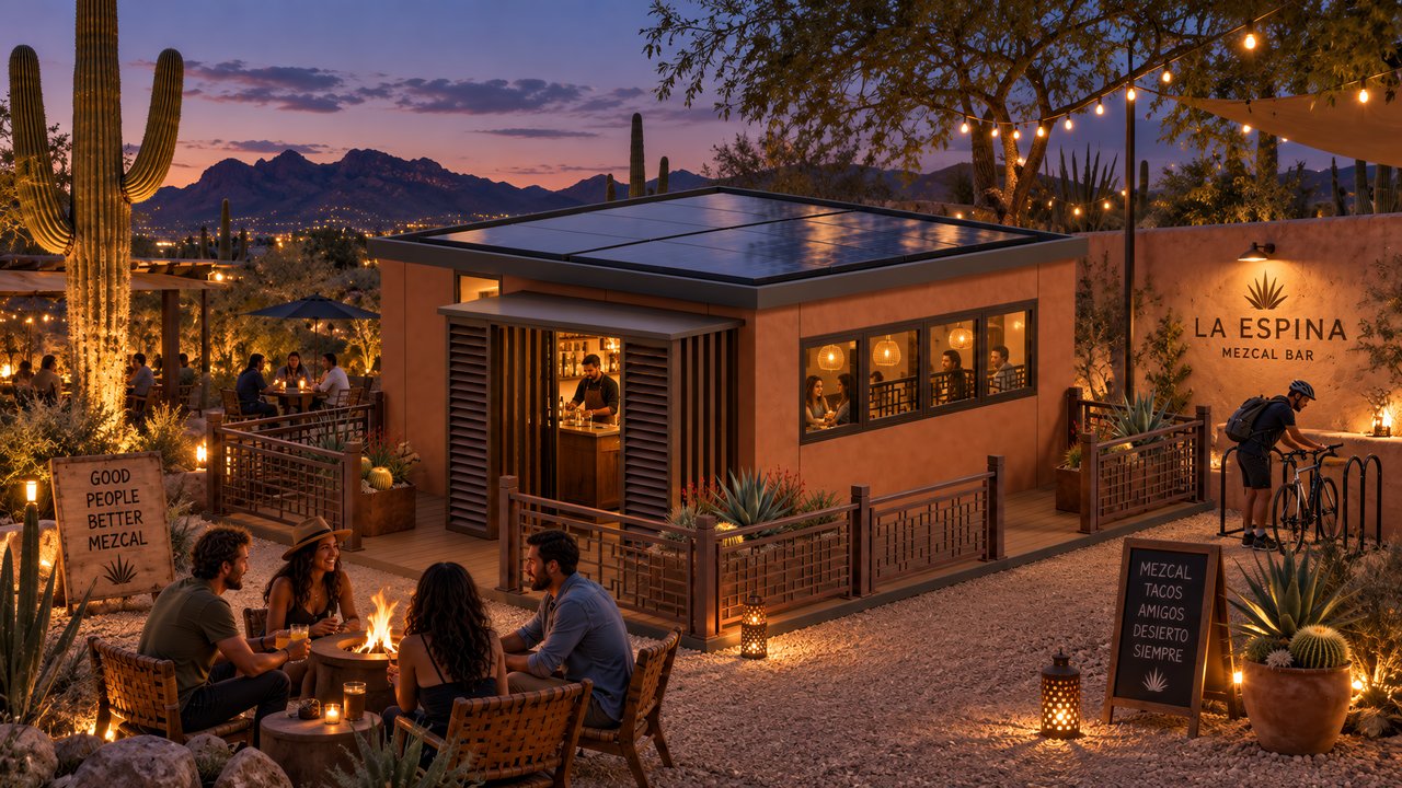 Cafe / Bar, Series A Commercial application in Desert evening setting