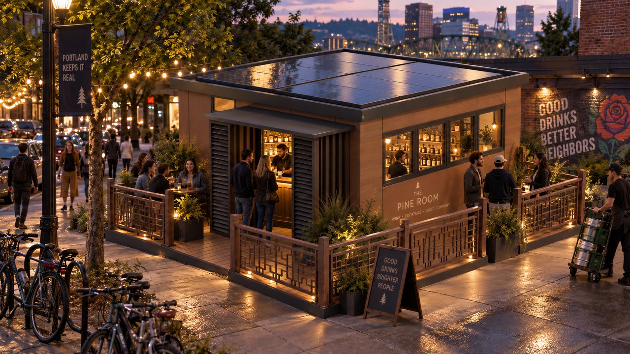 Neighborhood Cafe / Pub, Series A Commercial application in Urban streetscape