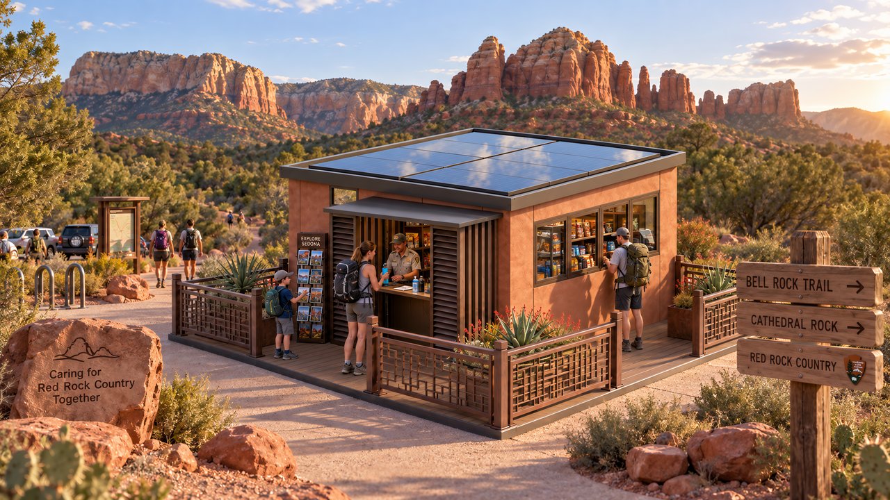 Trail Shop / Visitor Supplies, Series A Commercial application in Red-rock desert setting