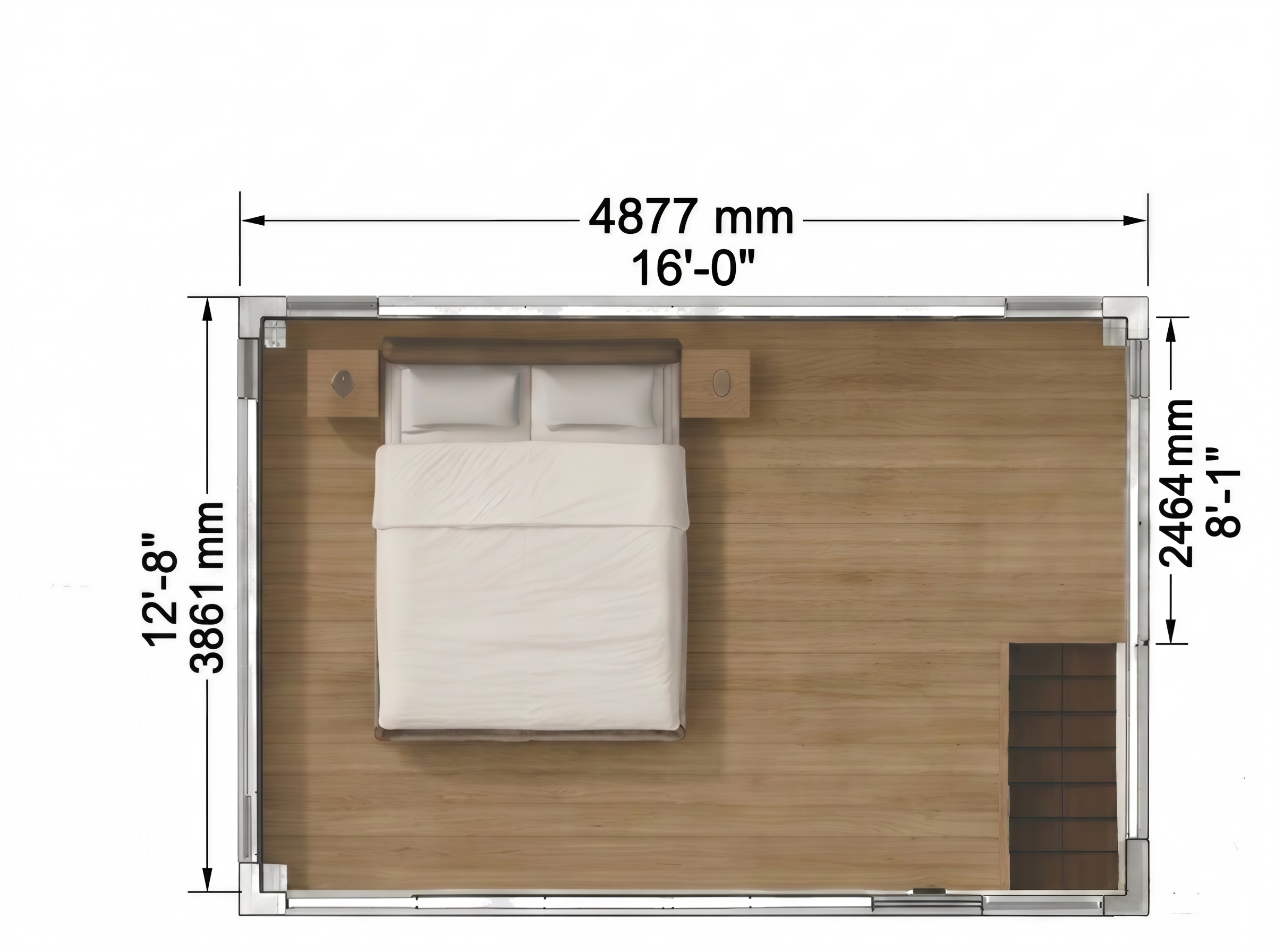 EcoNest Style BL loft plan showing the upper sleeping area