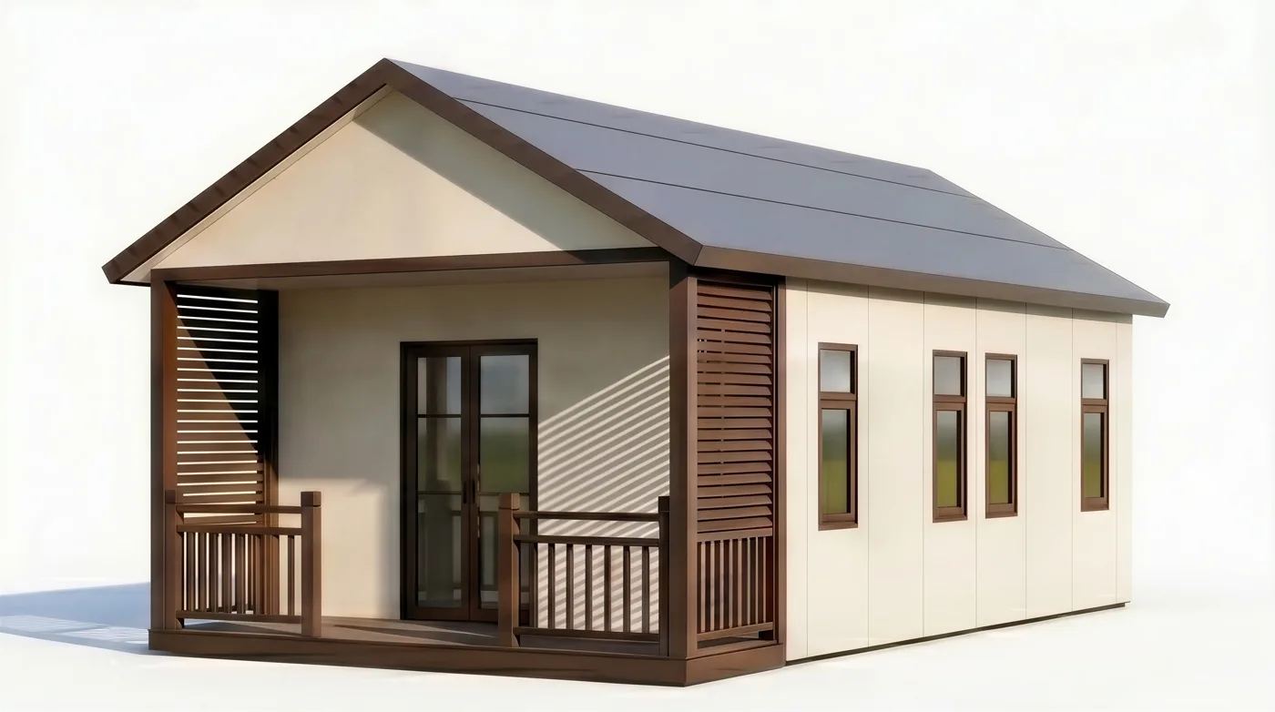 Style B reference exterior as a single-level guest-house alternative