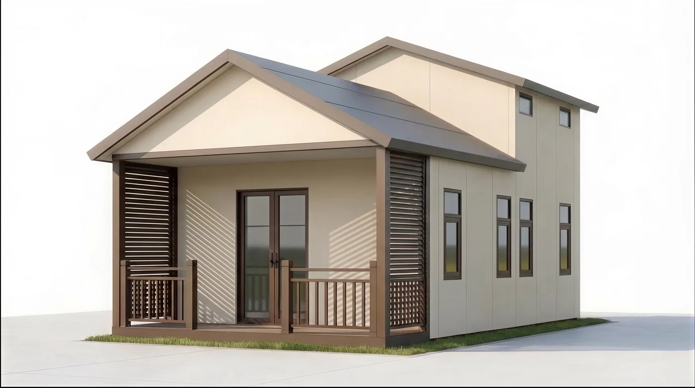 Style BL reference exterior showing the main level and upper loft